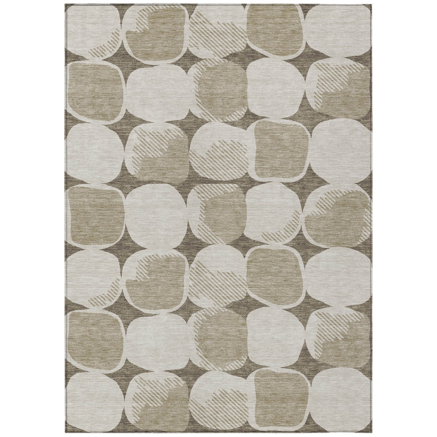 10' X 14' Taupe Beige And Gray Abstract Washable Indoor Outdoor Area Rug