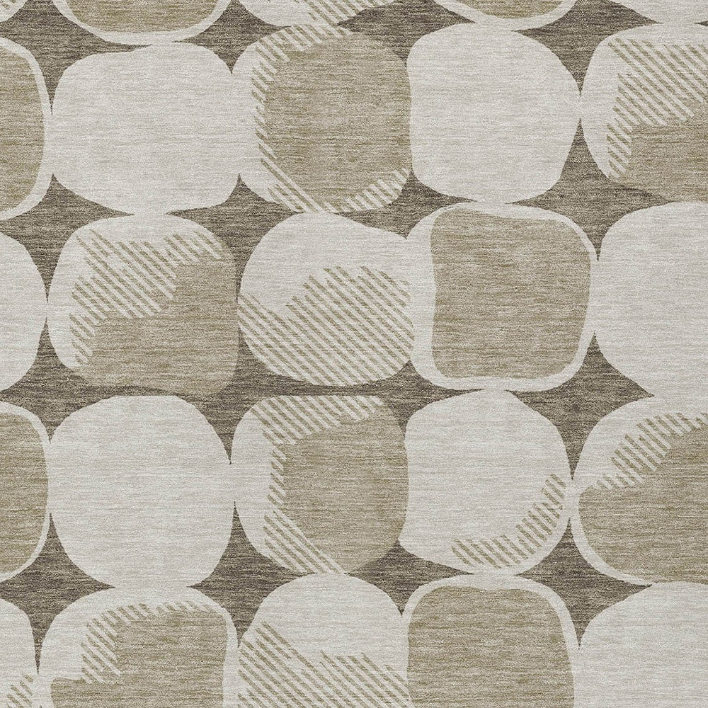 10' X 14' Taupe Beige And Gray Abstract Washable Indoor Outdoor Area Rug