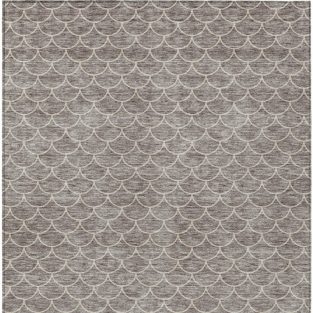 3' X 5' Taupe And Beige Geometric Washable Indoor Outdoor Area Rug