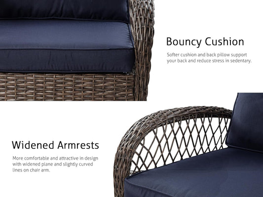 Outdoor Wicker Swivel Glider Rocker Patio Furniture Set