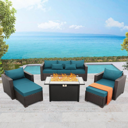Six-Piece Outdoor Furniture Set with Fire Pit Table