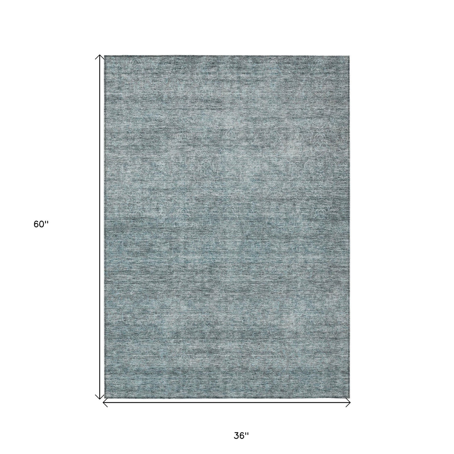 3' X 5' Blue And Ivory Abstract Washable Indoor Outdoor Area Rug