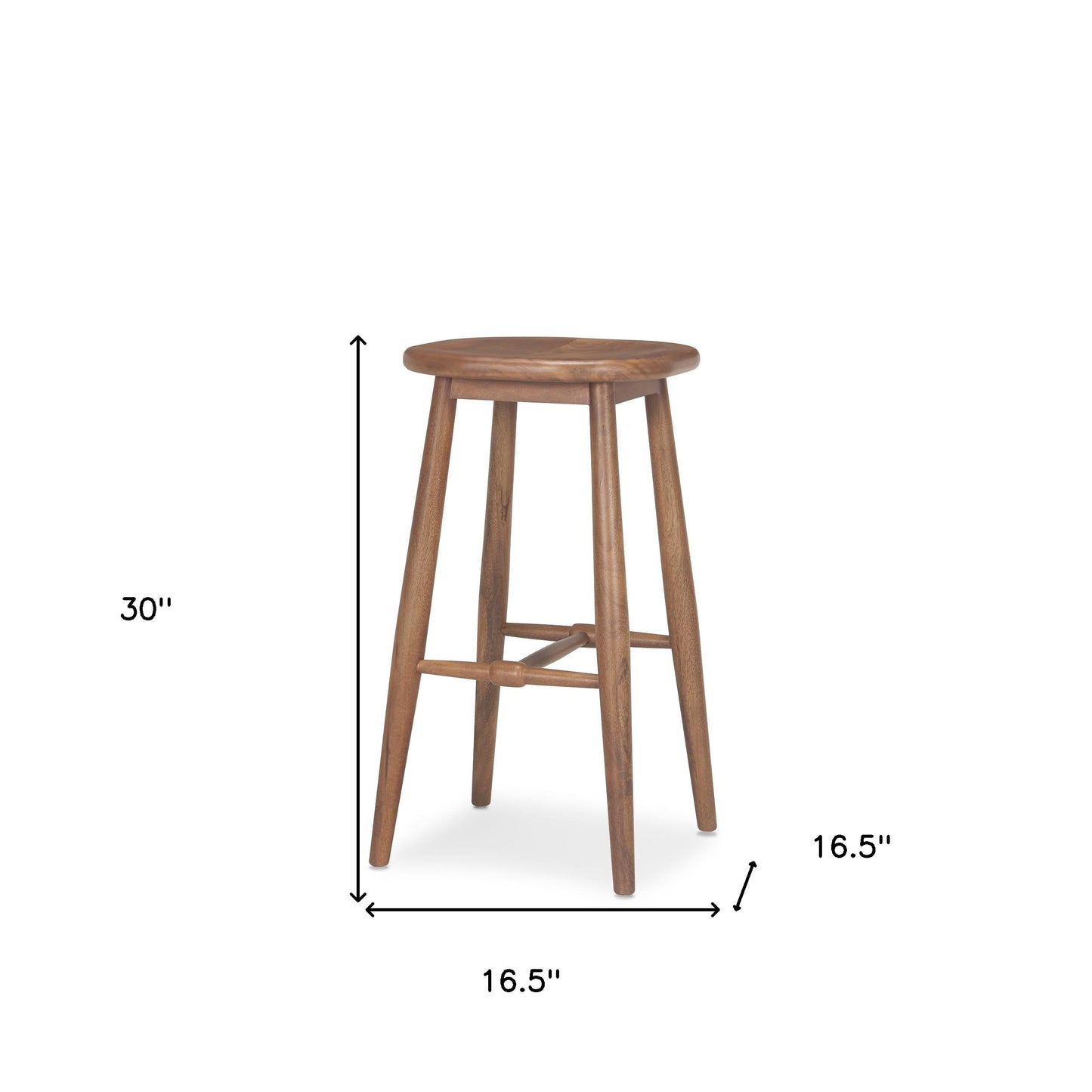 30" Natural Solid Wood Backless Bar Height Bar Chair