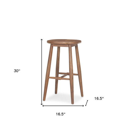30" Natural Solid Wood Backless Bar Height Bar Chair