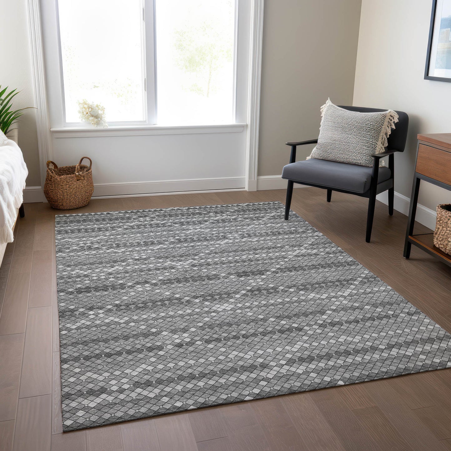 10' X 14' Gray And Silver Geometric Washable Indoor Outdoor Area Rug