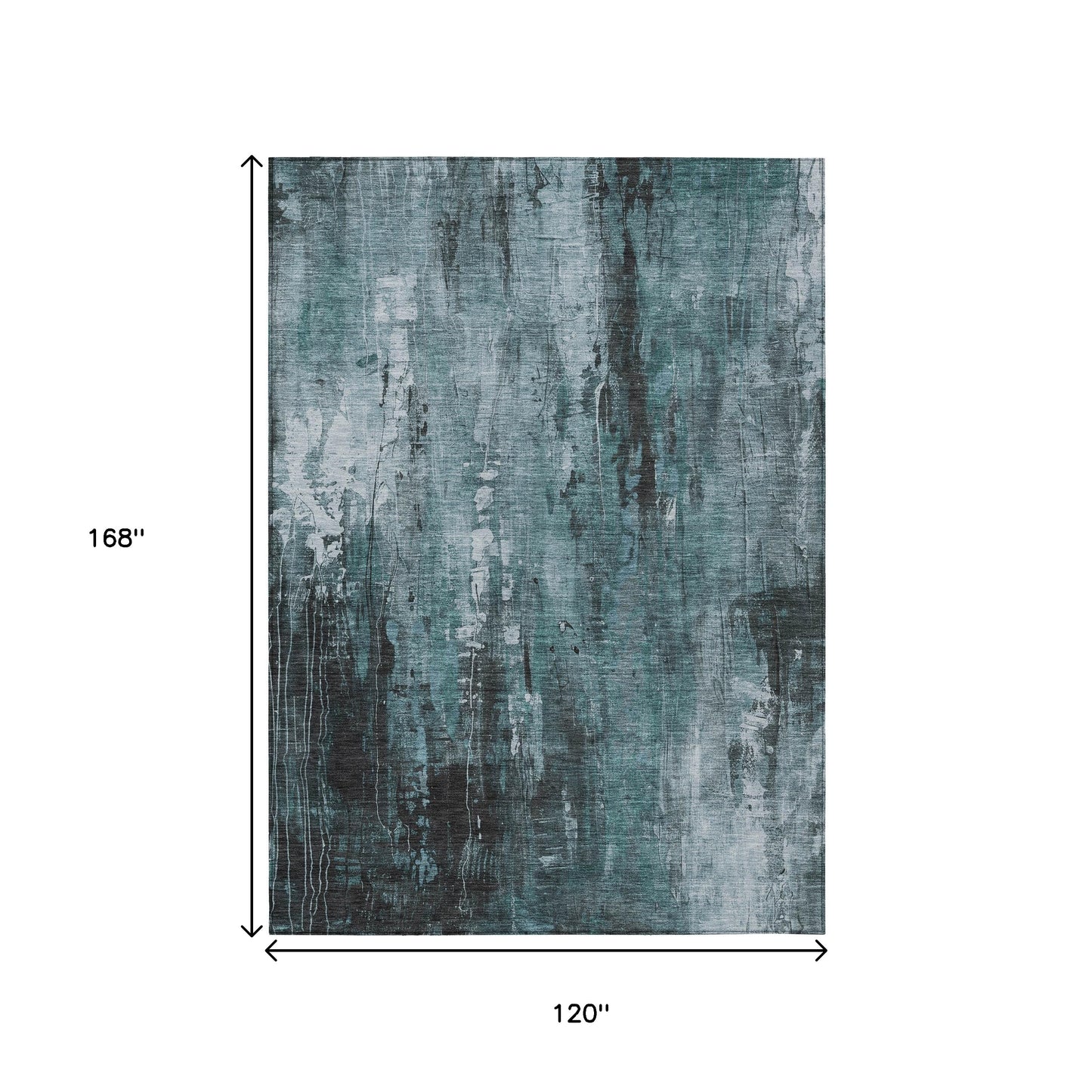 10' X 14' Teal Blue Gray And Ivory Abstract Washable Indoor Outdoor Area Rug
