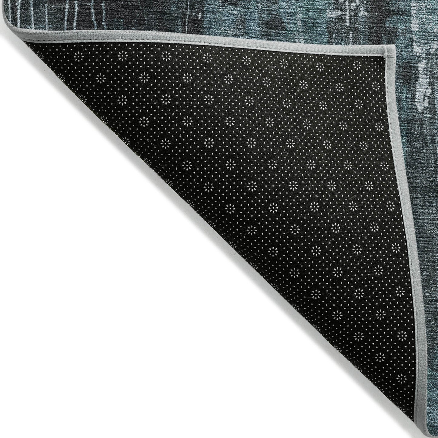10' X 14' Teal Blue Gray And Ivory Abstract Washable Indoor Outdoor Area Rug