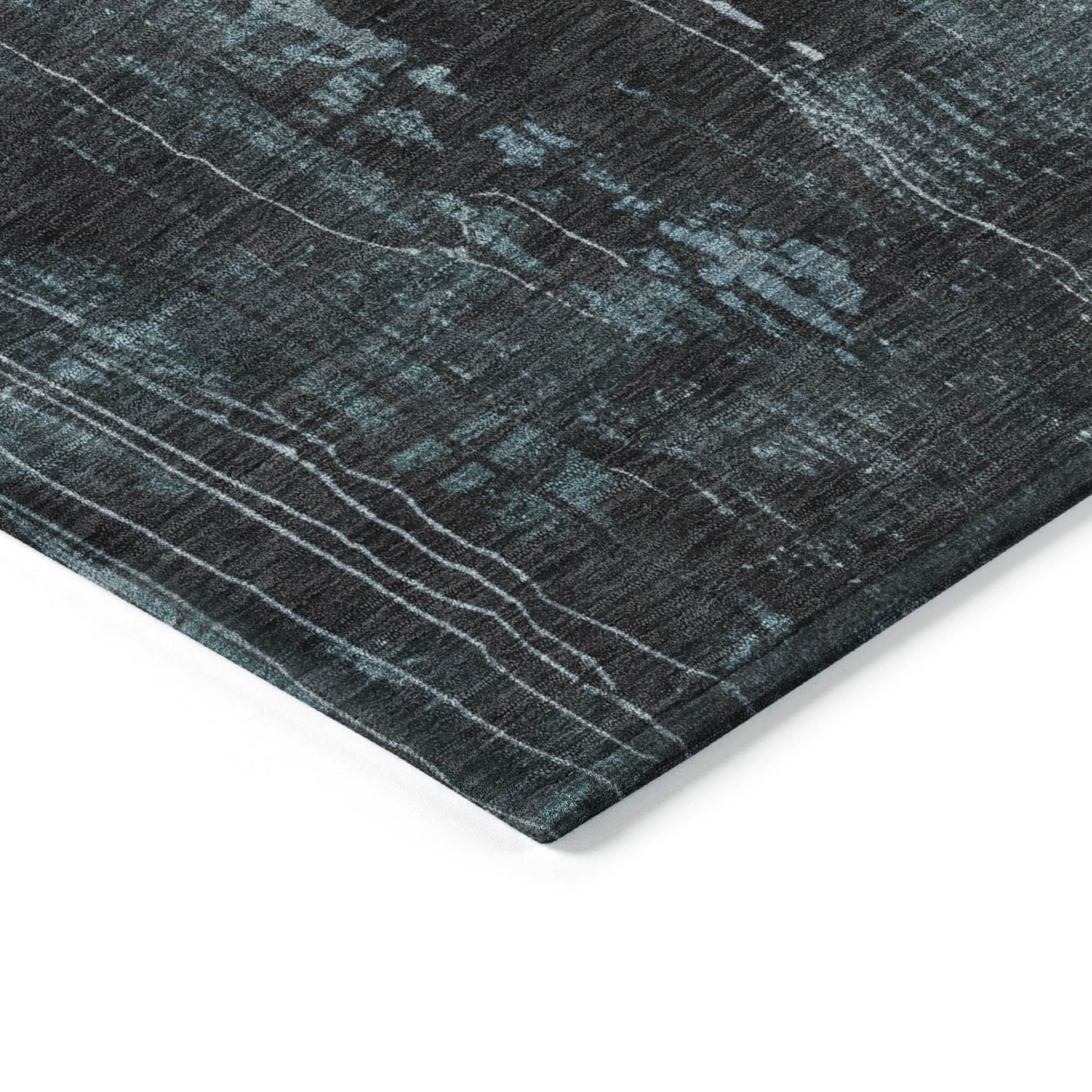 10' X 14' Teal Blue Gray And Ivory Abstract Washable Indoor Outdoor Area Rug