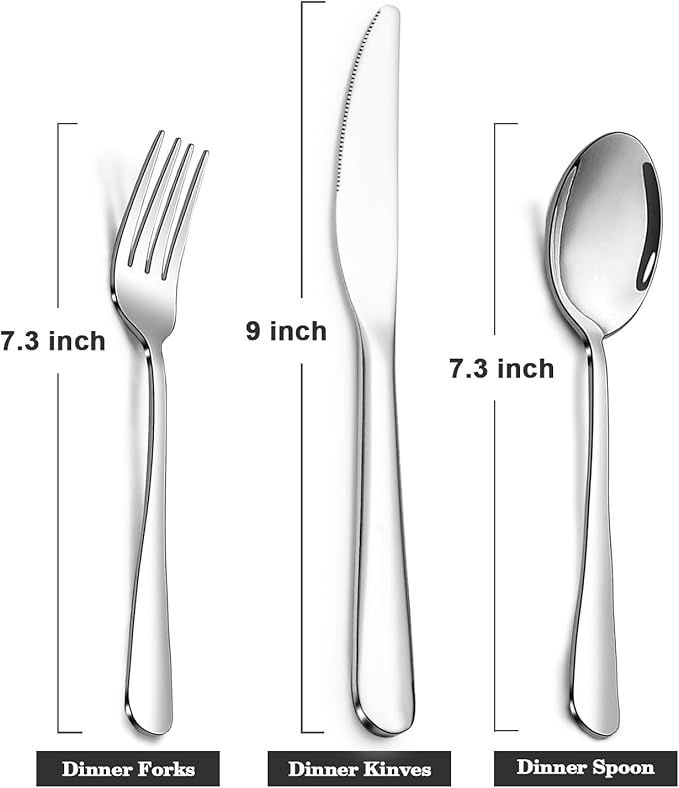 SANTUO Stainless Steel 12PCS Dinner Set combo with 4 Dinner Knives, 4 Dinner Forks, 4 Dinner Spoons,Silverware Set for Home, Kitchen and Restaurant, Mirror Polished& Dishwasher Safe