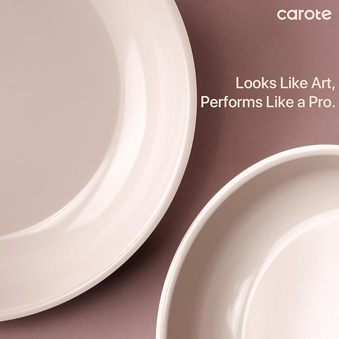 CAROTE Ceramic Cookware Sets, Pots and Pans Set Non Stick Non Toxic, Induction Cookware, Kitchen Cookware Sets, Pots Set for Healthy Coooking 15PCS, Taupe