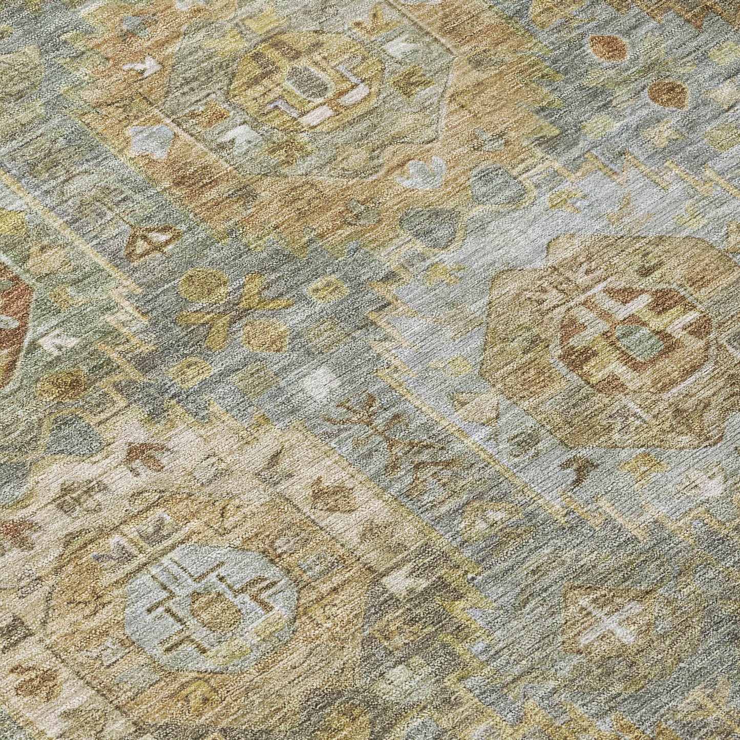 3' X 5' Sage Brown And Taupe Medallion Washable Indoor Outdoor Area Rug