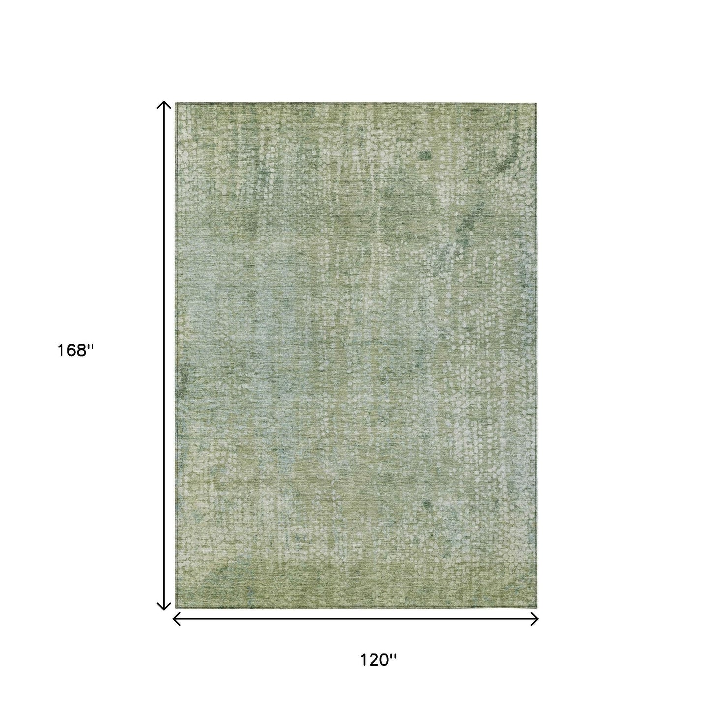 10' X 14' Green And Ivory Abstract Washable Indoor Outdoor Area Rug