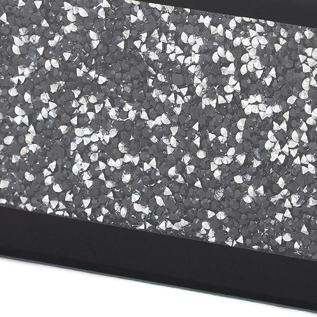 7" Black And Silver Glass Three Section Jewelry Organizer With Faux Crystals