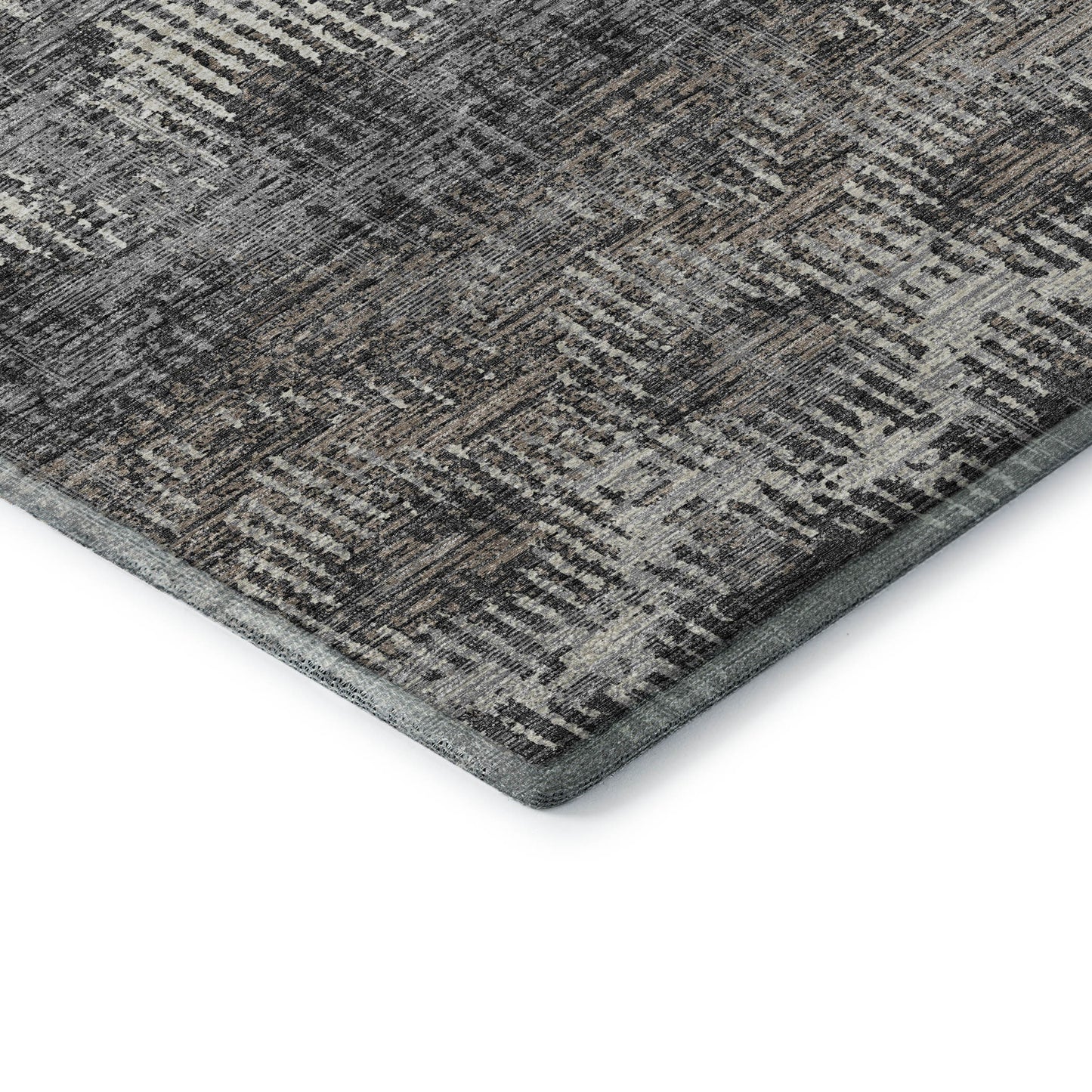 5' X 8' Graphite Ivory And Beige Abstract Washable Area Rug With UV Protection