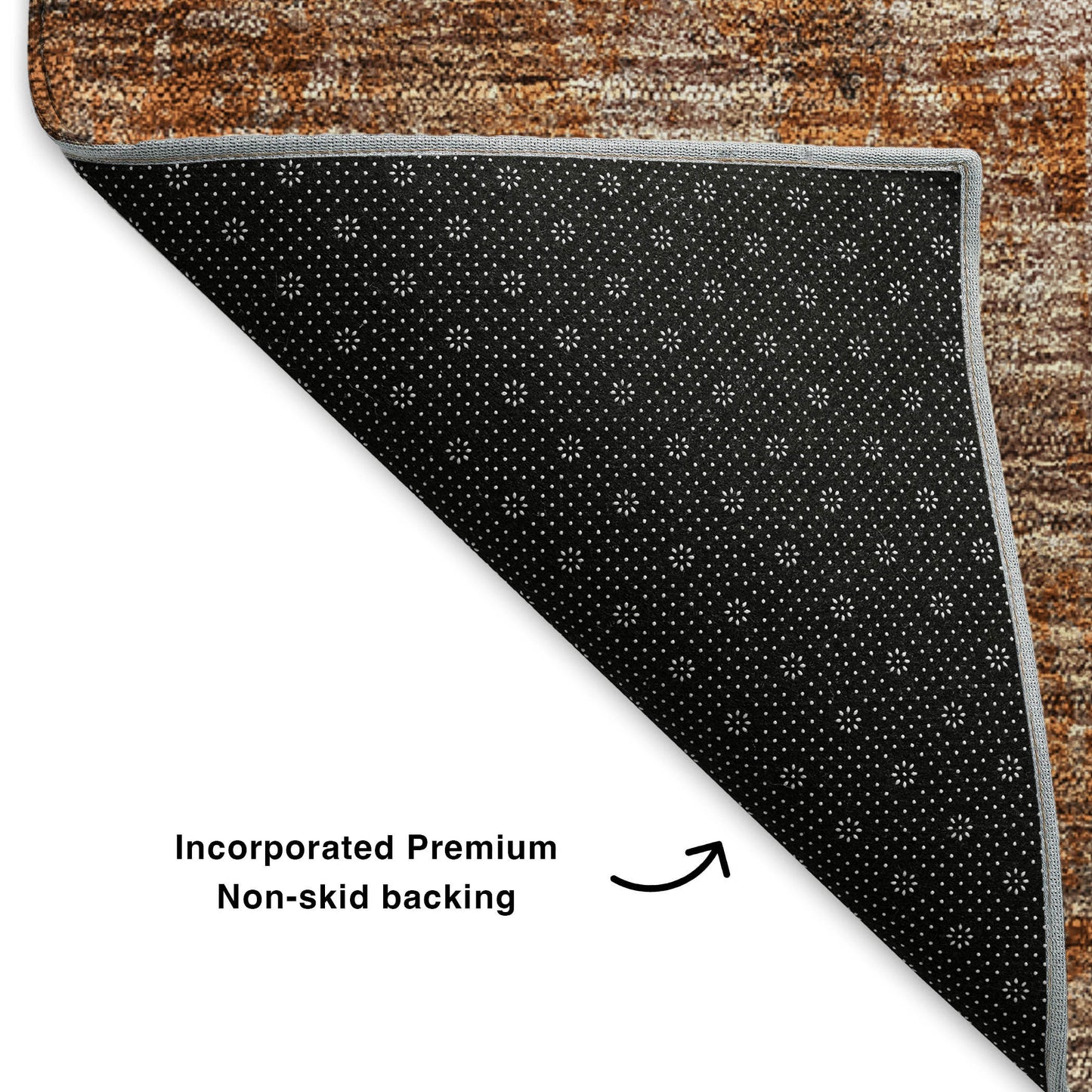 8' X 10' Chili Red Brown And Ivory Abstract Washable Area Rug With UV Protection