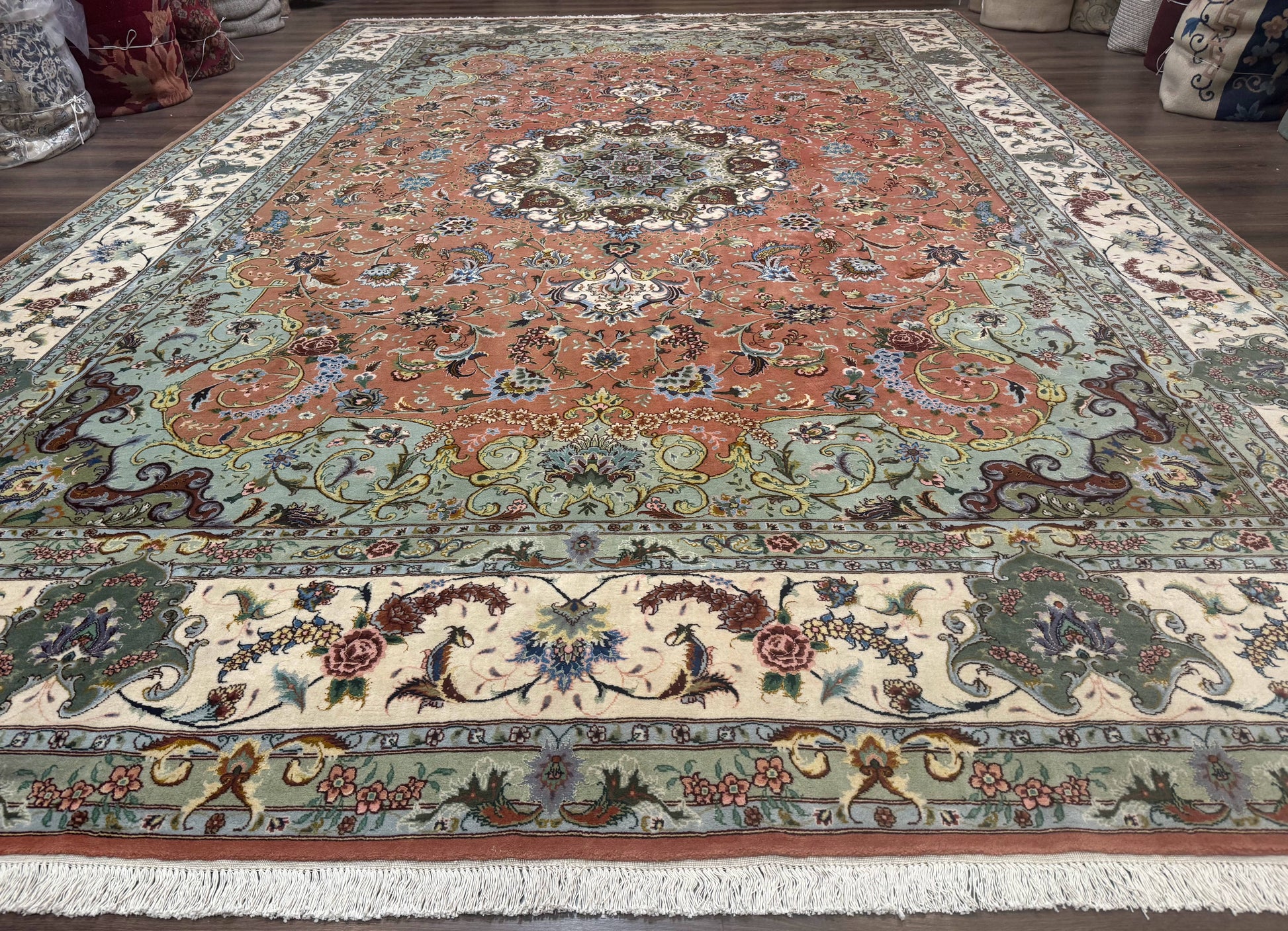 Palace Size Persian Tabriz Rug 12x17, Medallion Carpet, Fine 250 KPSI, Stunning-0