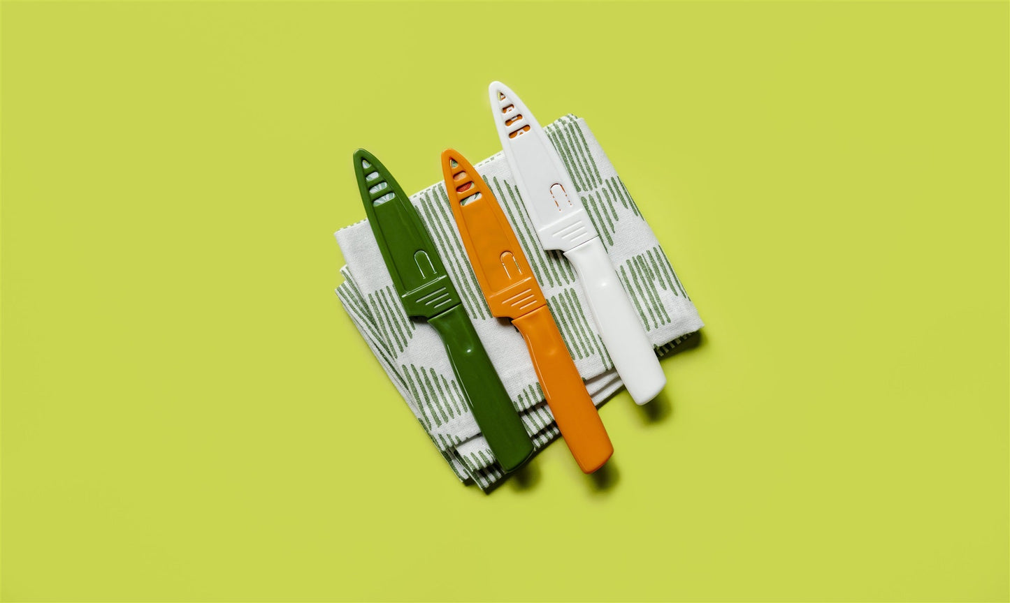 3 Piece Printed Knife Set with Sheaths, Orange Zest-1