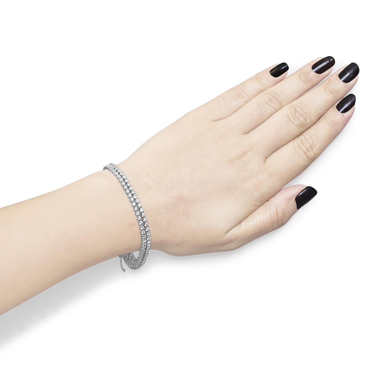 18K White Gold 5 3/5 Cttw Natural Diamond Double Row Link Tennis Bracelet (G-H Color, VS1-VS2 Clarity) - 7" Inches-3