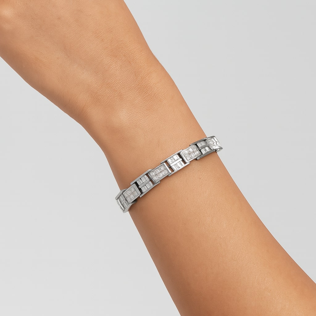 14K White Gold 10 5/8 Cttw Diamond Panel Link Bracelet - 7" Inches-4