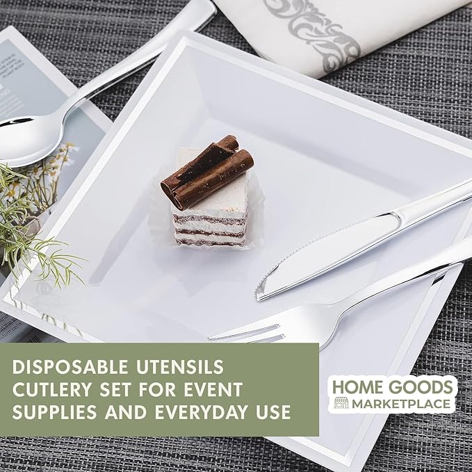 Silver Disposable Forks, 120 Count, Plastic Silverware Set, Perfect for Parties, Holiday Gatherings, Picnics, and Stocking the Pantry