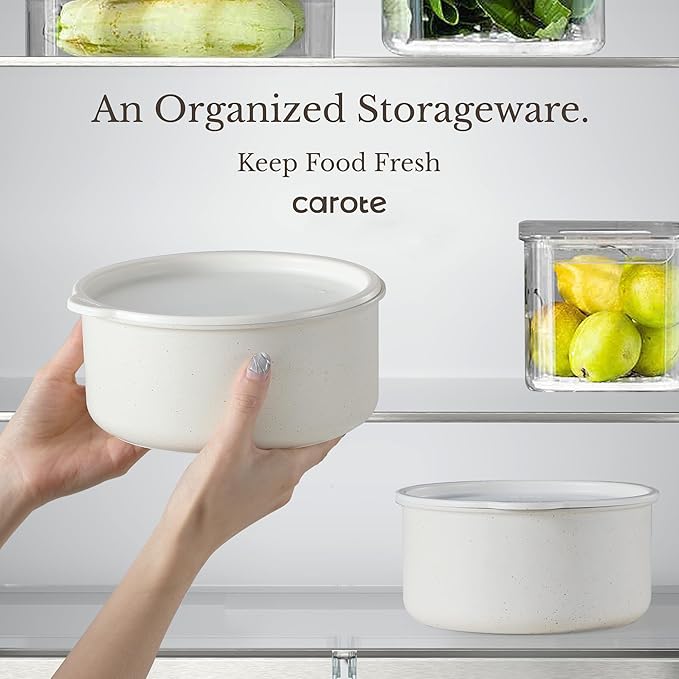 CAROTE 19pcs Pots and Pans Set Non Stick, Cookware Sets, Kitchen Set, Oven/Fridge Safe, Space Saving Pots Set, Nonstick Cooking Set with Versatile Detachable Handle, Induction RV Set, Cream White