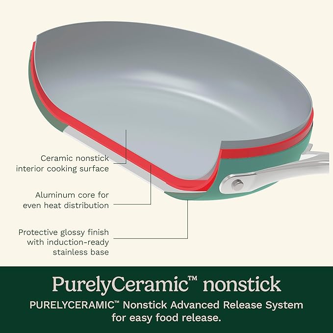 Cuisinart Culinary Collection 12-Piece Pots and Pans Set, PURELYCERAMIC Nonstick, Teal