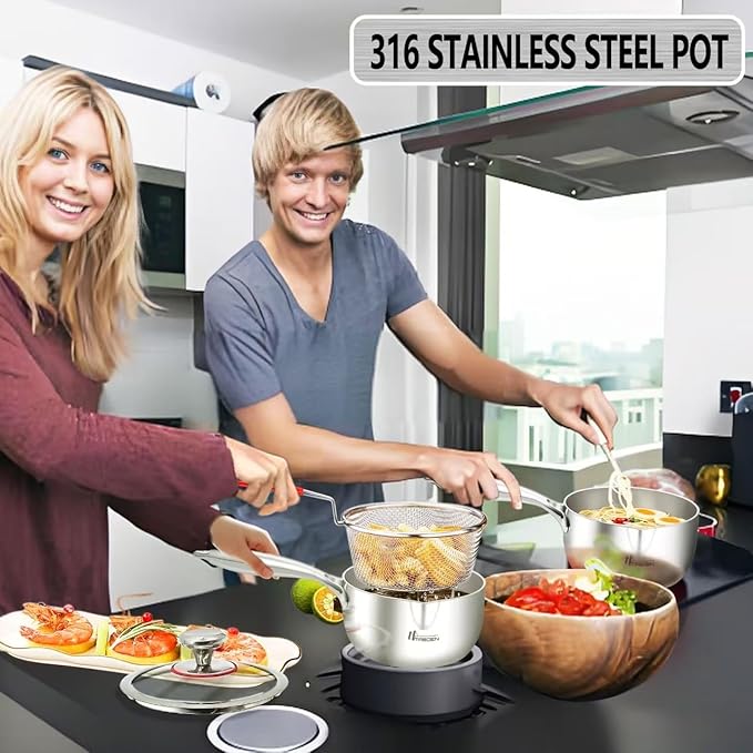 3 Qt Tri-Ply Stainless Steel Saucepan with Glass Strainer Lid 3 Quart Stainless Steel Sauce pan With Lid All Cooktops Compatible Saucier Pan Dishwasher and Oven Safe Dual Spout for Effortless Pouring