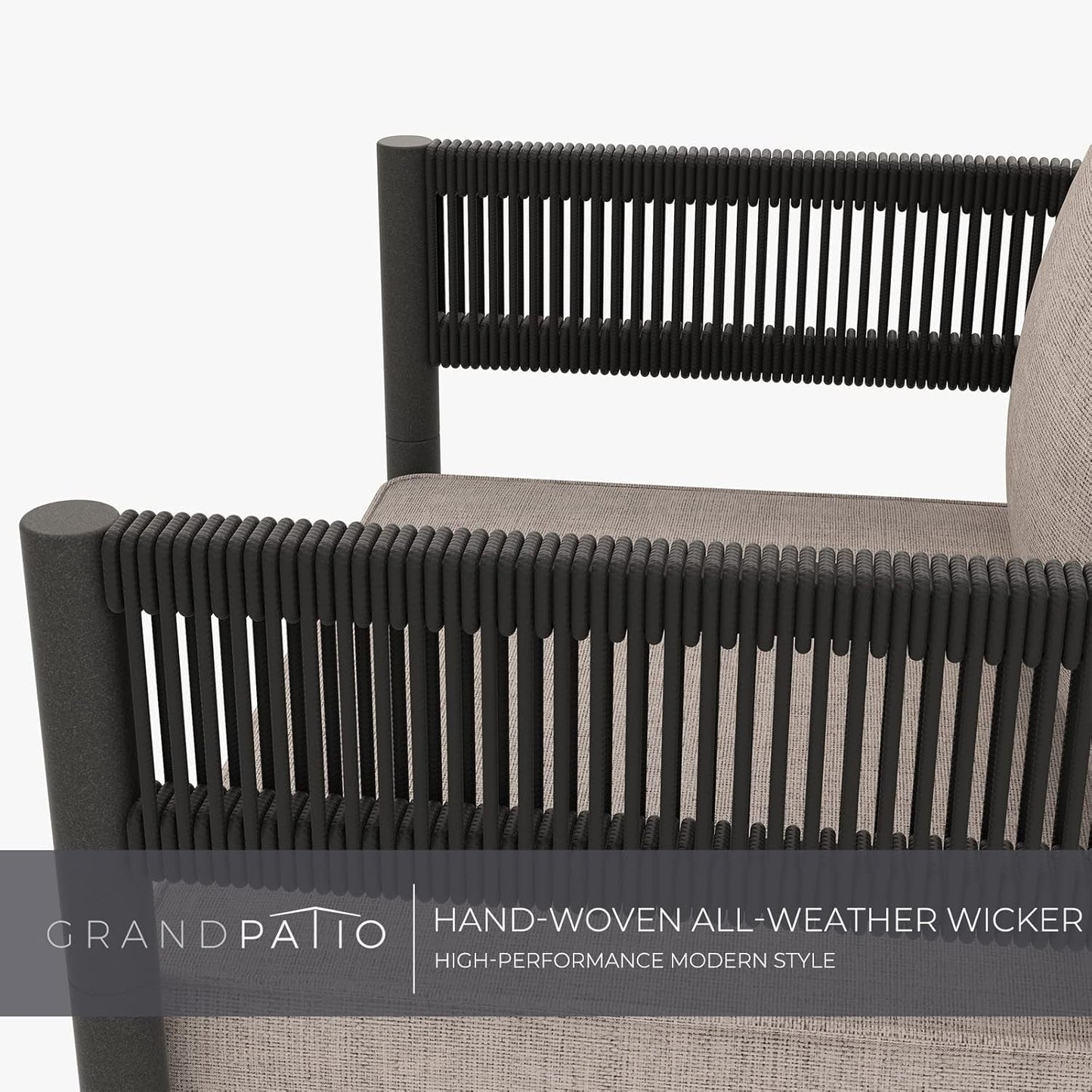 4-Piece Outdoor Conversation Set with 2 Single Chairs and 2 Patio Coffee Tables, Wicker Furniture Set