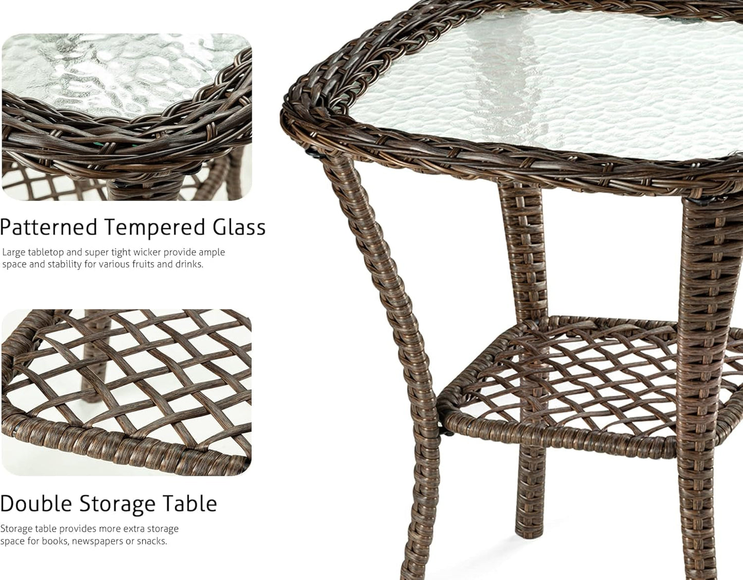 Outdoor Wicker Swivel Glider Rocker Patio Furniture Set