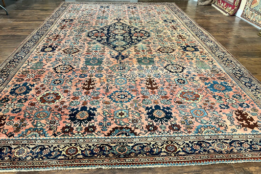 Rare Persian Sarouk Farahan Rug 9x15 – Antique Wool Carpet, Signed By Master Weaver-0