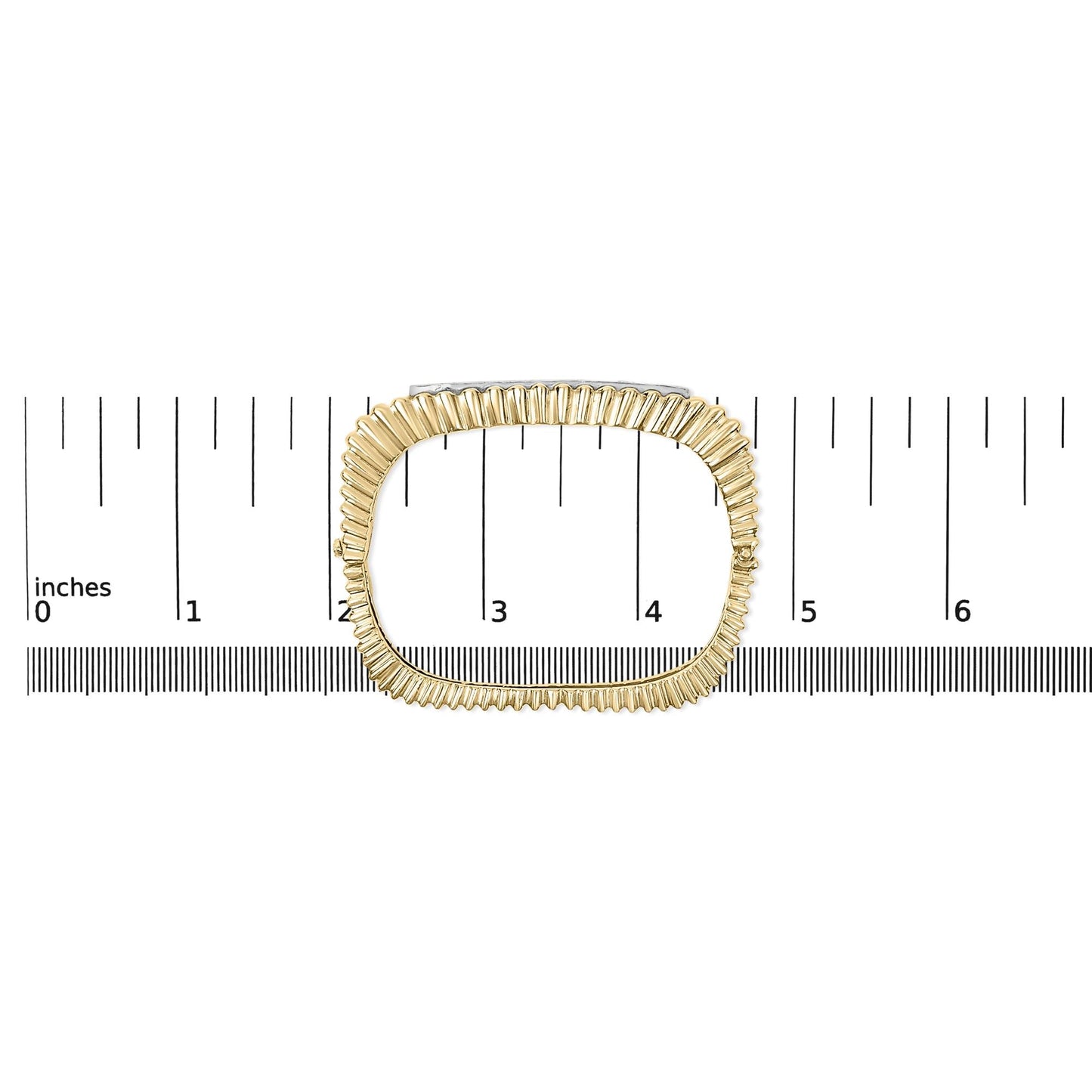 14K Yellow Gold 1 1/4 Cttw Diamond Ribbed Rounded Rectangle Bangle Bracelet (G-H Color, VS2-SI1 Clarity) - 7.75" Inches-4
