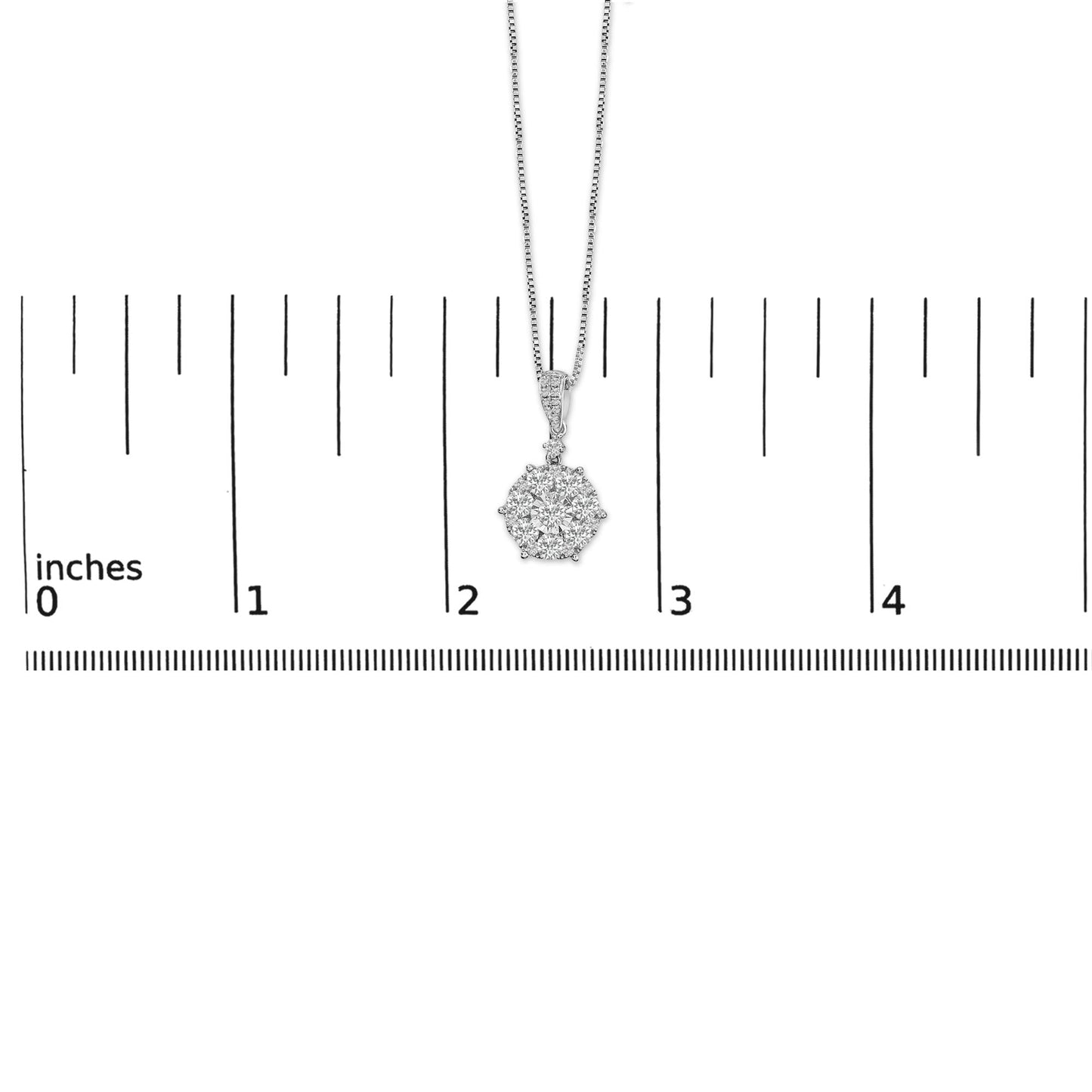 14K White Gold 1 1/5 Cttw Diamond Composite Cluster Pendant Necklace (F-G Color, VS2-SI1 Clarity) - 18" Inches-4