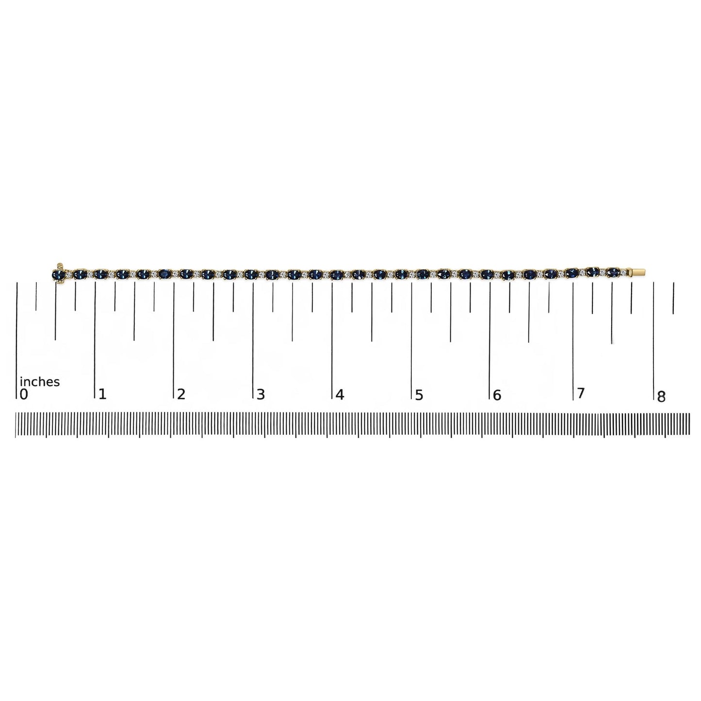 18K Yellow Gold 3/4 Cttw Diamond and 5 1/3 Cttw Oval Blue Sapphire Alternating Link Bracelet (G-H Color, VS1-VS2 Clarity) - 7.25" Inches-4