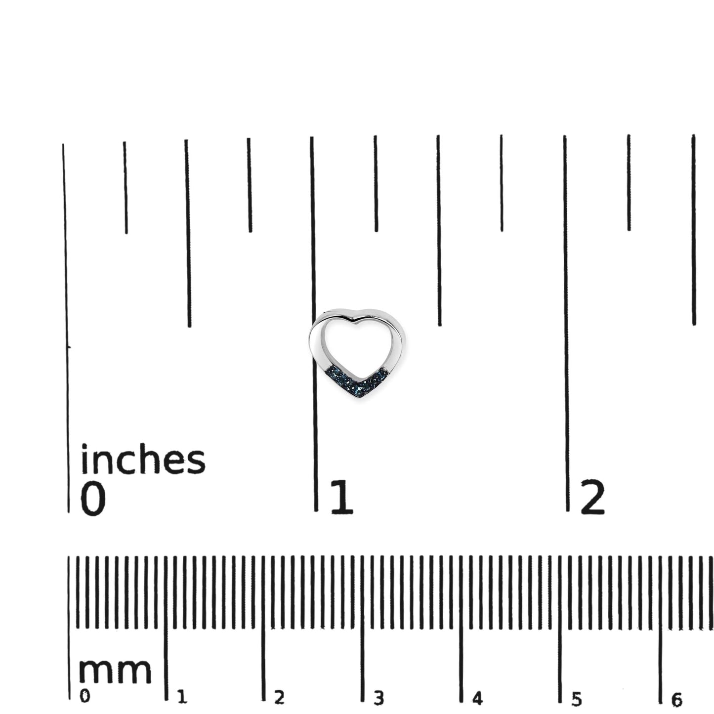 .925 Sterling Silver Blue Diamond Accent Open Heart Stud Earrings (Blue Color, SI1-SI2 Clarity)-4