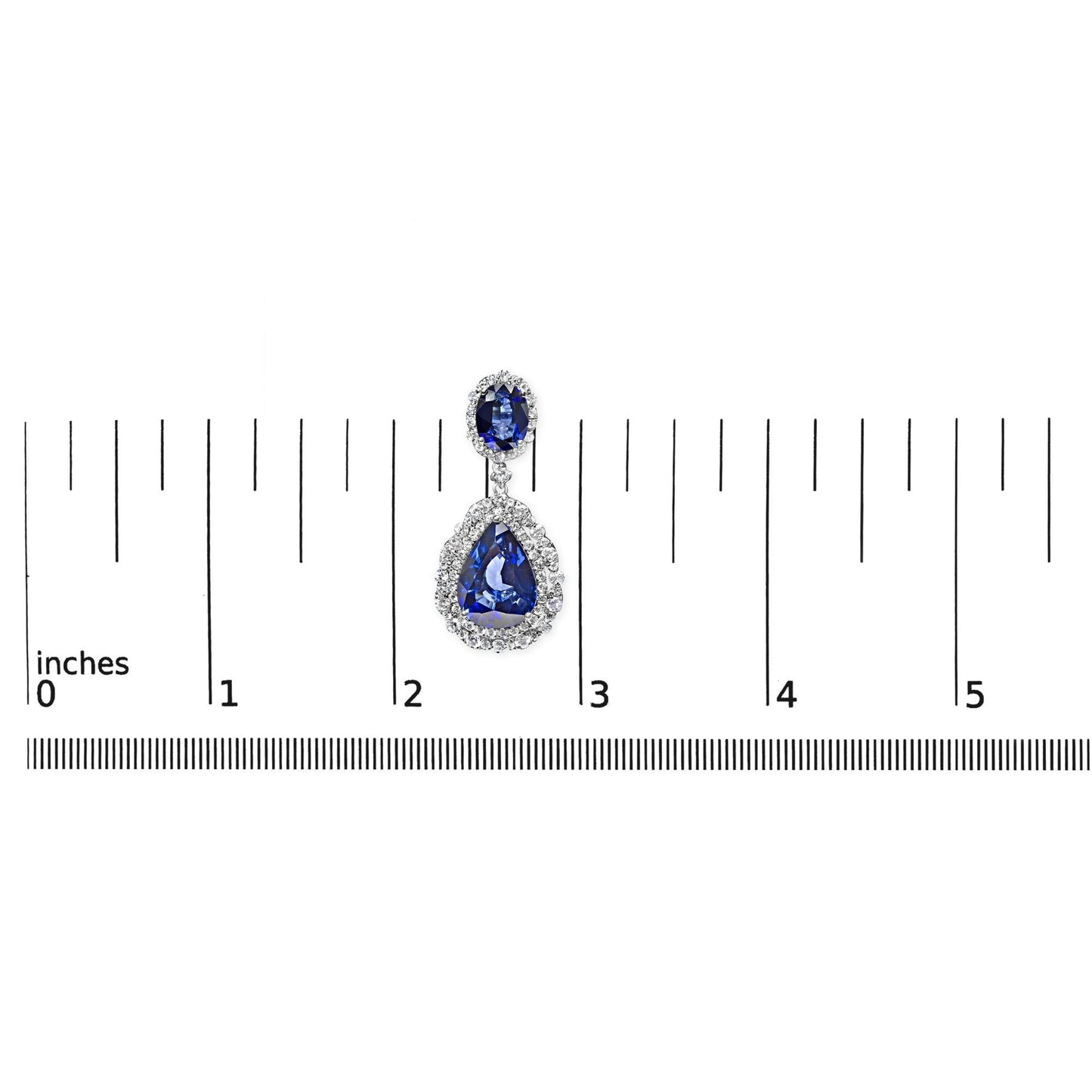 18K White Gold Blue Sapphire 2 3/4 Cttw Diamond Halo Drop Dangle Earring (G-H Color, SI1-SI2 Clarity)-4