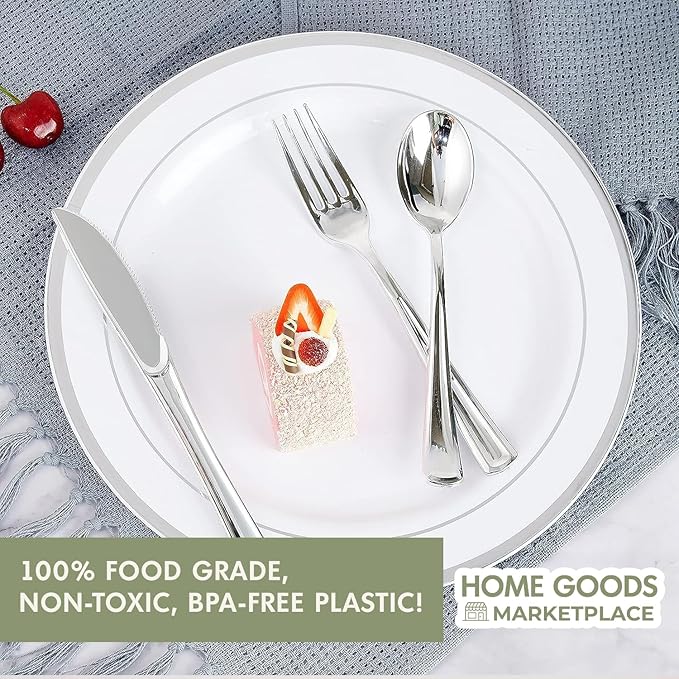 Silver Disposable Forks, 120 Count, Plastic Silverware Set, Perfect for Parties, Holiday Gatherings, Picnics, and Stocking the Pantry