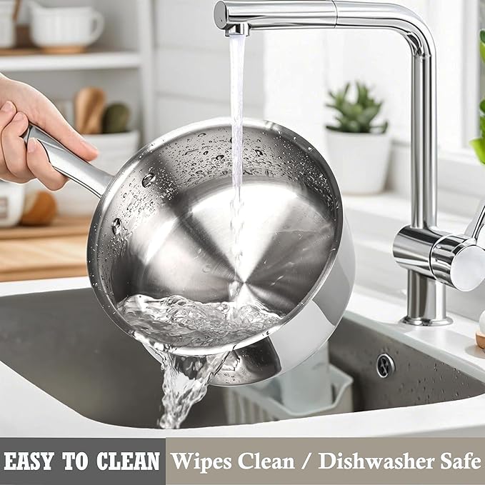 Stainless Steel pots and pans set, 6 Piece Nonstick Induction Kitchen Cookware Set, Works with Induction/Electric and Gas Cooktops, Nonstick, Oven Safe, Camping Cookware