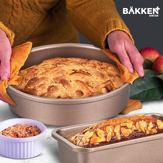 Pots and Pans Set, 23-Piece Non Stick Cookware & Bakeware Sets with Plaid Pattern, Stackable Design, Dishwasher Safe, Stain-resistant, Oven & All-Stove Safe, Tempered Glass Lid, Golden