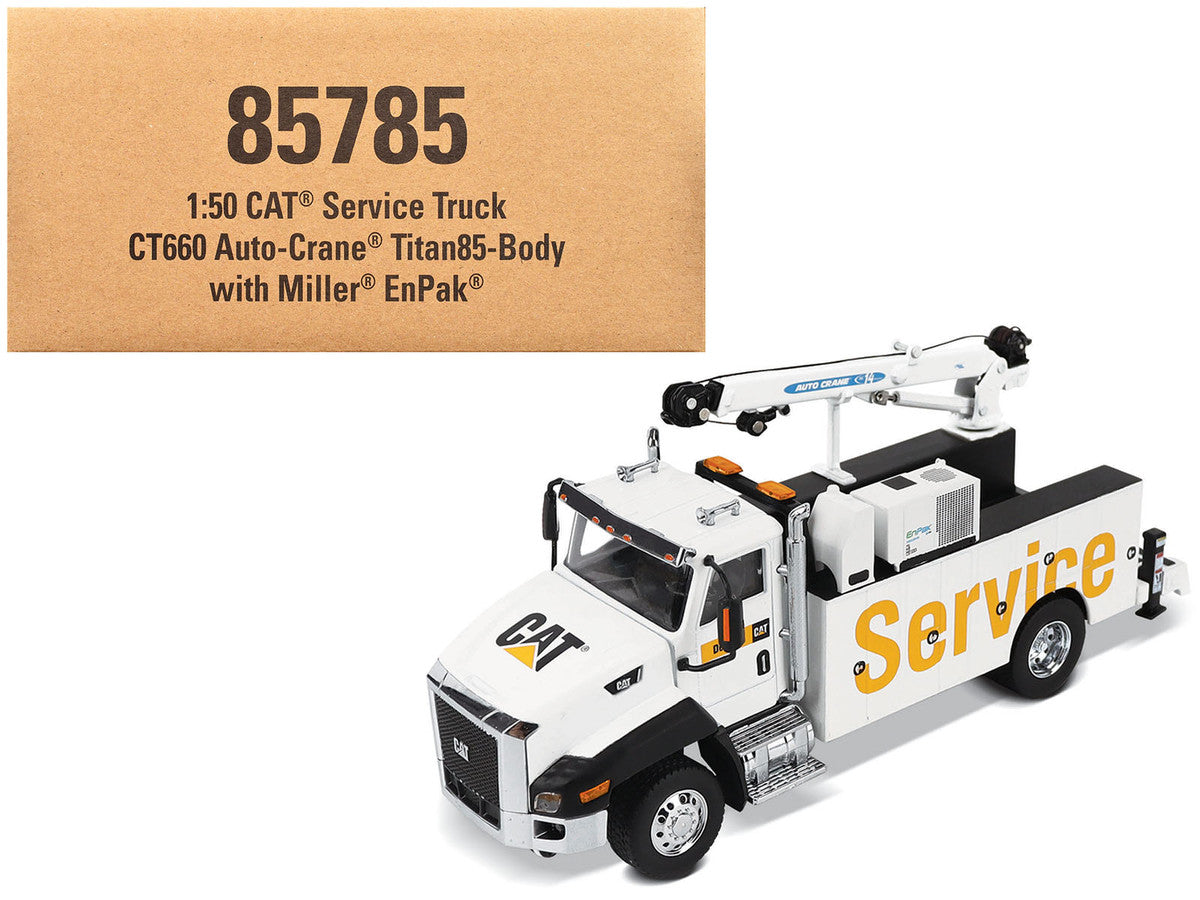 CAT Caterpillar CT660 Auto-Crane Titan 85 Truck with Miller EnPak White "Transport Series" 1/50 Diecast Model by Diecast Masters-4