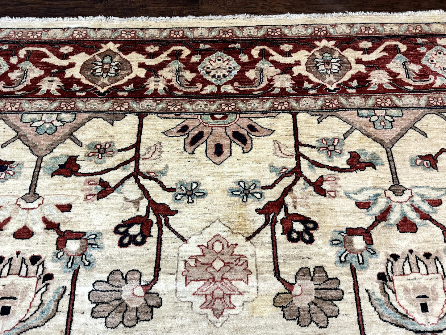 Peshawar Rug 10x14, Beige and Rust Red, Large Pak Persian Rug, Pakistani Rug