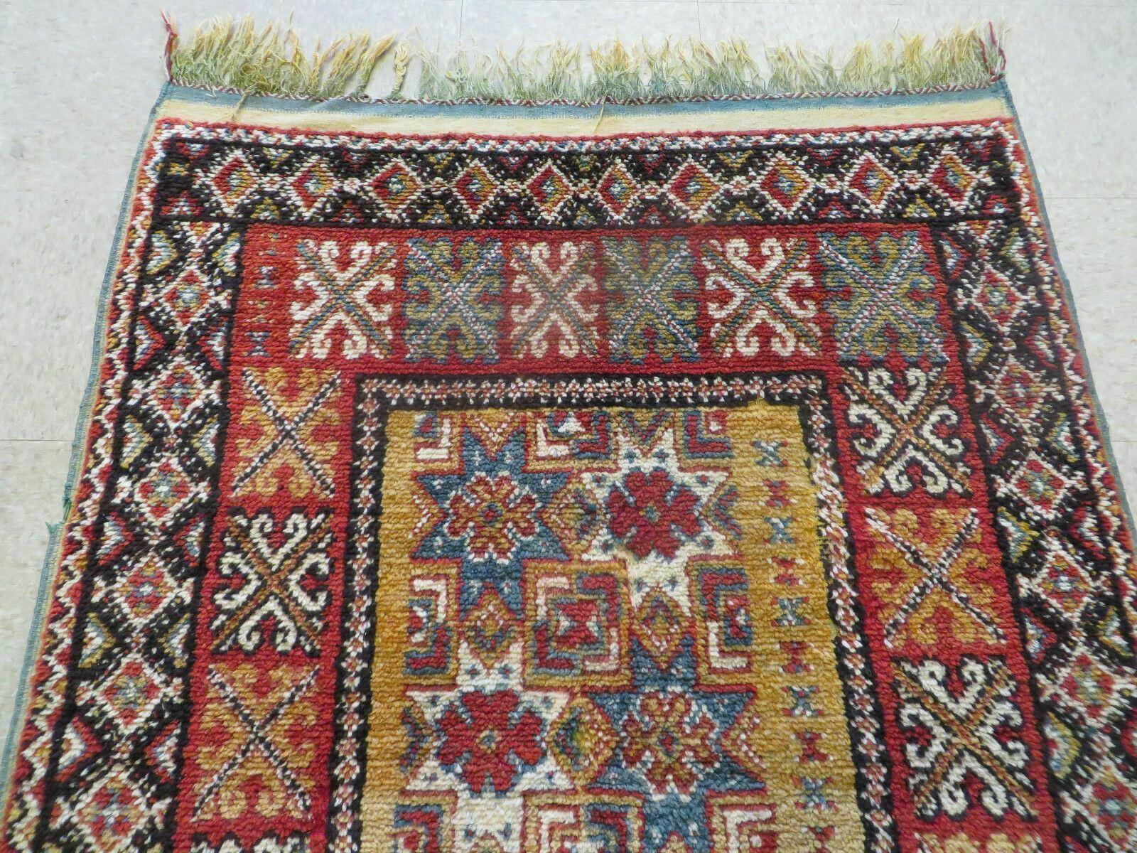 Vintage Moroccan Rug 4x5 ft, Bronze Red Black, Geometric Stars, High Quality Moroccan Carpet, Berber Rug, Handmade Wool Area Rug, Unique Rug-2
