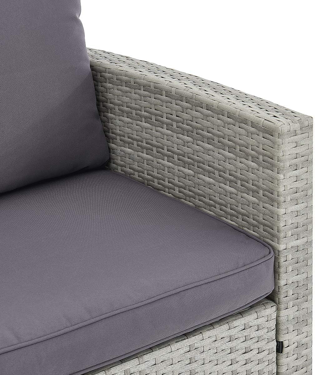 6 Pieces Patio Dining Sets Outdoor Space Saving Rattan Chairs with Table Patio Furniture Sets Cushioned Seating and Back Sectional Conversation Set (Grey)-4