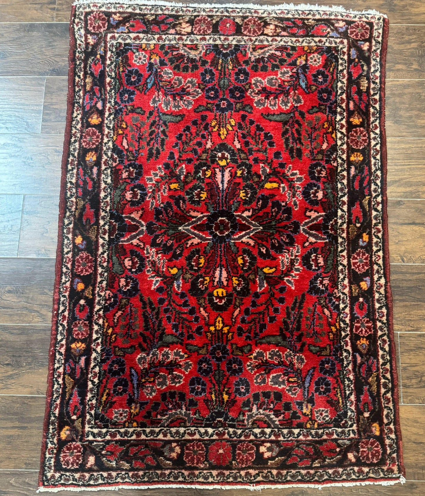 Persian Rug 3x5, Red Tribal Rug, Semi Antique, Wool Rug 3 x 5, Persian Hamadan Rug