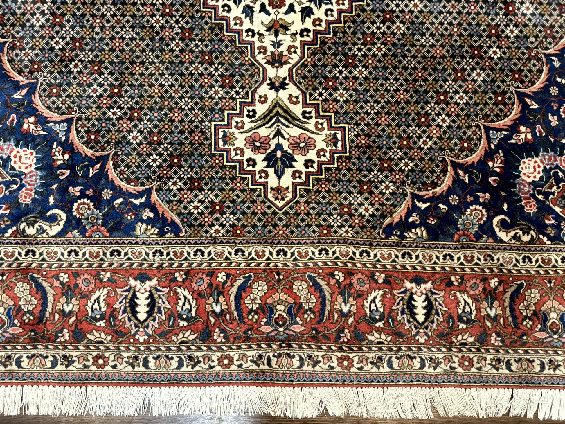 Persian Rug 7x10, Bakhtiari Saman Rug, Unique Design and Colors, Ivory Red Blue, Large Tribal Rug-4