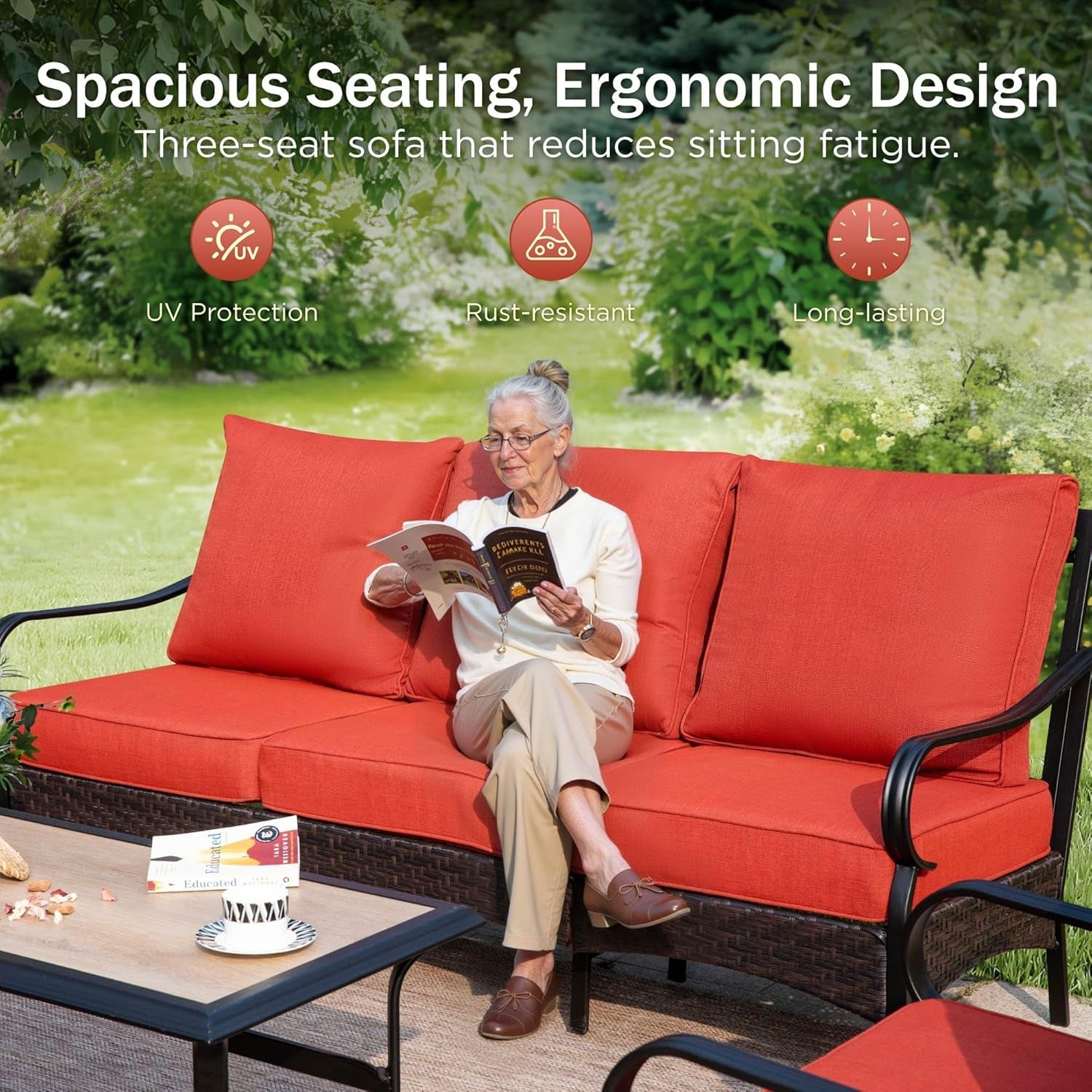 Patio Furniture Set with Fire Pit Table and Cushions-1