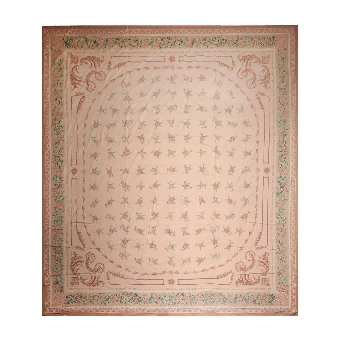 16'3''x18'6'' Hand Knotted Needlepoint 100% Wool French Aubusson Traditional Oriental Area Rug Blush, Peach Color-2