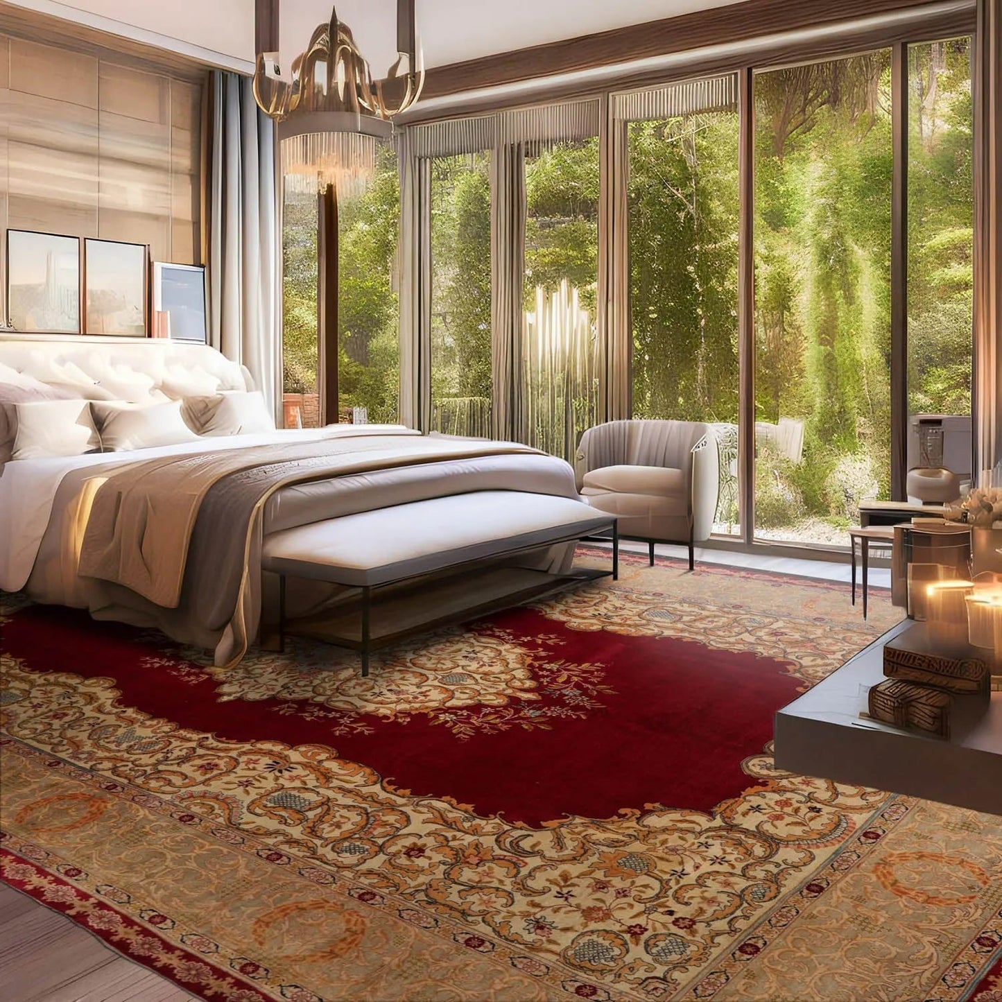 11'2"x15'10" Palace Burgundy Hand Knotted 100% Wool Tabriz Traditional 300 KPSI Oriental Area Rug-0