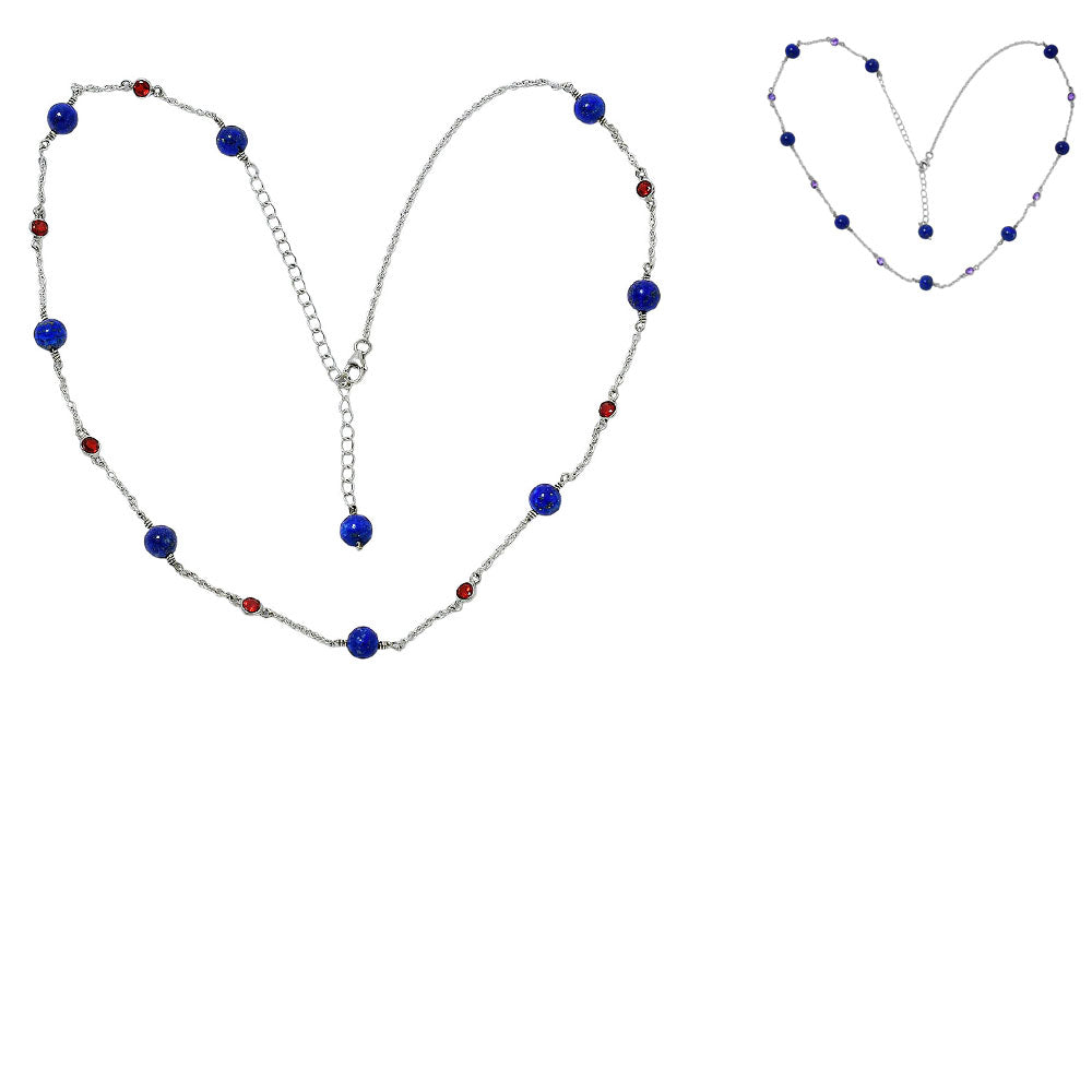 Natural Lapis Lazuli 925 Sterling Silver Necklace Jewelry N-1029 AGN1002