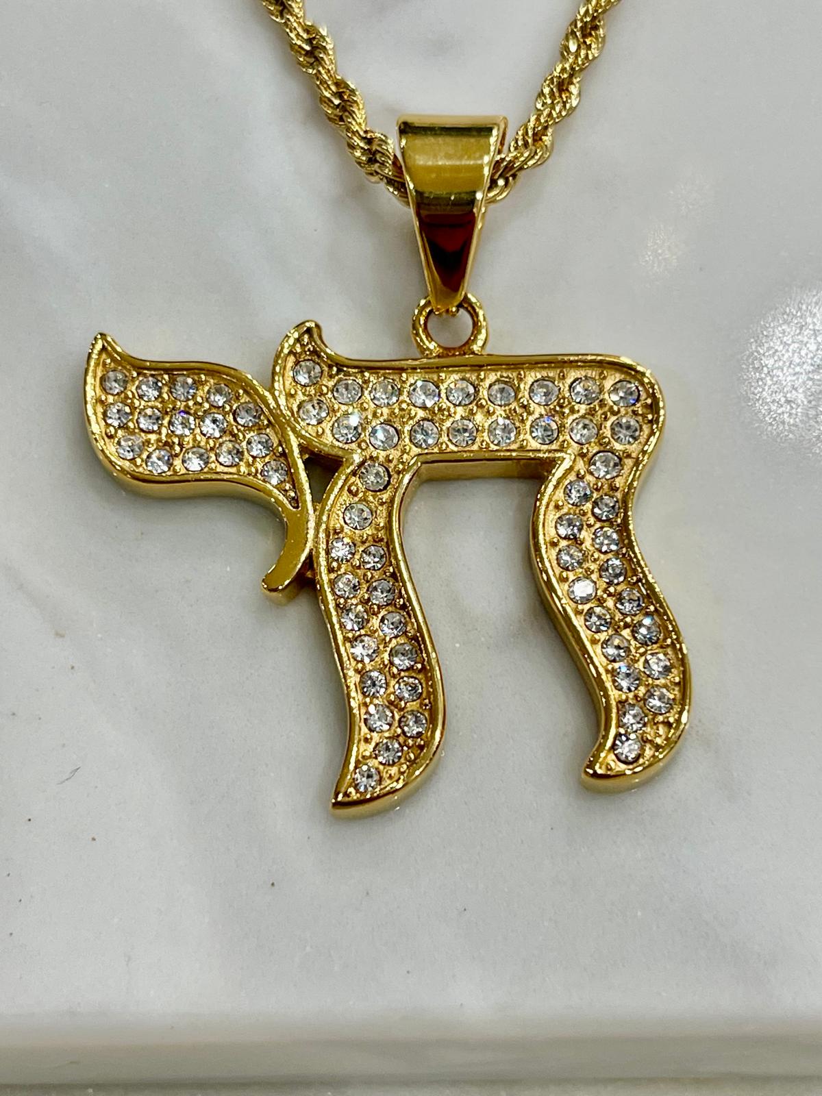 18K Gold Plated Chai Pendant Necklace