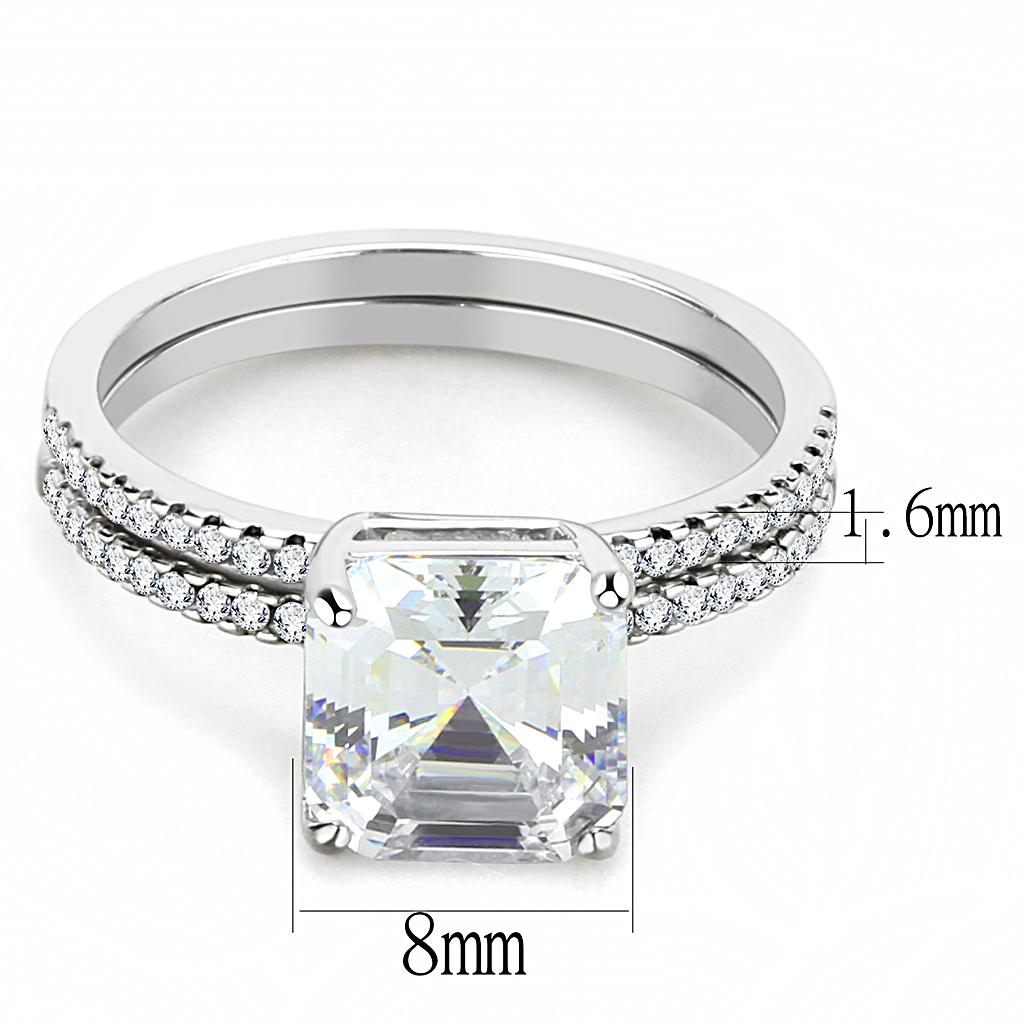 DA065 - High polished (no plating) Stainless Steel Ring with Cubic in Clear
